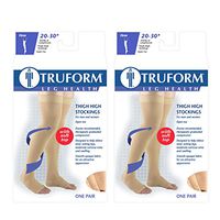Truform Compression 20-30 mmHg Thigh High Open Toe Stockings Beige, Medium, 2 Count