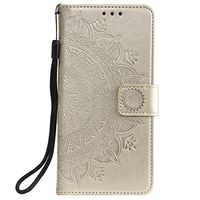 Lomogo OnePlus 7 Pro Case Leather Wallet Case with Kickstand Card Holder Shockproof Flip Case Cover for OnePlus7 Pro - LOHHA080323 Gold