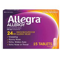 Allegra Adult 24 Hour Allergy Relief 15-Count Long-Lasting Fast-Acting Antihistamine for Noticeable Relief from Indoor and Outdoor Allergy Symptoms