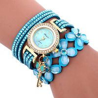 Women Watch Daoroka Fashion Chimes Diamond Leather Bracelet Lady Women’s Wrist Watch Jewelry Gift (Light Blue)