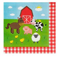Blue Panda Barnyard Birthday Party Supplies, Paper Napkins (150 Pack)
