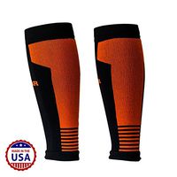 MudGear Compression Calf Sleeves - Graduated Performance for Running, Sports Recovery, Shin and Leg Muscle Support - 1 Pair (Large/XL, Black/Orange)