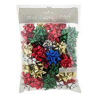 Hallmark Holiday 3" Bow Assortment (75 Bows; Traditional Holiday Colors) for Christmas Gifts
