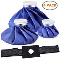 Ice Bag Packs, Ohuhu 3 Pack [11" 9" 6"] Reusable Ice Bags for Injuries with a Adjustable Wrap, Hot & Cold Therapy and Pain Relief for Knee Leg Injury, 4-Pack, (6"/9"/11"), For Hot Therapy Is 122℉-140℉