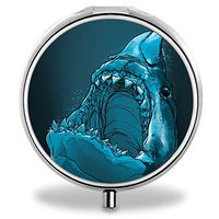 Deer Pill Case, Round Stainless Drug Organizer Container Medicine Cover for Pocket Daily&Weekly