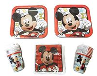 Mickey Mouse On The Go Party Bundle 9" Plates (16) Cups (16) Napkins (16)