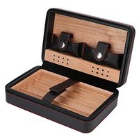 Portable Travel Cigar Case,Cedar Wood Portable Travel Outdoor Humidor Case Cigar Holder Storage Box Cigar Humidor Case (Black)