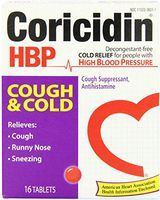 Coricidin HBP Antihistamine Cough & Cold Suppressant Tablets, 16 Tablets (Pack of 10)