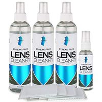 Alcohol and Ammonia-Free Evaki Lens Cleaner Bundle; Streak Free Cleaner Safe for All Lenses; 4 Bottles (3-8oz, 1-2oz) + 4 Microfibers