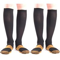 MojaSports Graduated Compression Socks Support Stocking Men Women Athletic, Medical, Sport, Running, Flight, Travel, Nurse, Boost Performance, Blood Circulation & Recovery. (Black/Copper, Lg/XL, 2Pr)