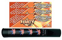 Herb Airtight Tube Pocket Protector with Juicy Jay's Peaches & Cream 1.25 Flavored Hemp Rolling Papers 3 Count DC Crafts Nation- Flag Leaf