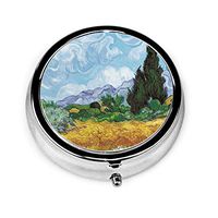 The Catcher in Cypress Van Gogh Art Portable Vitamin Medicine Round Pill Case, Purse Pocket Pill Boxes Organizer with 3 Compartment
