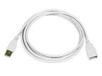 USB 2.0 A Male to A Female Extension 28/24AWG Cable (Gold Plated) White 6 Feet