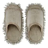 Microfiber Slippers Floor Cleaning Mop Men and Women House Dusting Slippers Floor Dust Dirt Cleaning Slipper (New Brown, women 11-12, men 9-10)