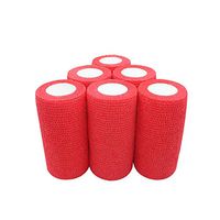 COMOmed Self Adherent Cohesive Bandage Latex FDA Approved 4"x5 Yards First Aid Bandages Stretch Sport Wrap Athletic Tape for Wrist Ankle Sprain and Swelling,Red(6 Rolls)