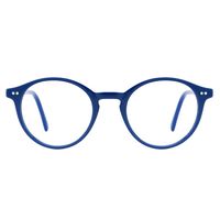 TIJN Blue Light Blocking Glasses Men Women Vintage Thick Round Rim Frame Eyeglasses ((Blue Light Blocking-Spring Hinges) Blue)