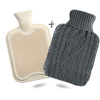 Tocypho Warm Longer 2l Large Capacity Hot Water Bag Thicken Rubber Hot Water Bottle Premium Classic Hot Water Pack for Pain Relief with Knitted Cover (Grey)