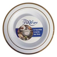 Plexware White Plastic Soup Bowls With Golden Rim 7.5 Inch-Total 120 Bowls