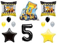 5th BIRTHDAY CONSTRUCTION Balloons Decoration Supplies Party Boy Dump Truck Bulldozer Fifth (Original Version)