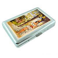 Metal Silver Cigarette Case Vintage Poster D-204 Cuba Holiday Isle of The Tropics