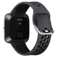 Sport Band Compatible with Fitbit Versa 2, Soft Silicone Replacement Wristband Ventilation Holes Breathable Sports Strap Compatible with Fitbit Versa 2, Small Large, for Women Men (Large, Black)