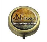 Qien BaiSei Harry Potter Always Custom Bronze Pill Box/Pill Case-Round Pill Box/Case- Three-Compartment Pill Box/Pill Case