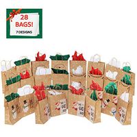 MOMONI 28 Piece Medium Christmas Gift Bags- Xmas Bags Variety Kraft Gift Bags Bulk Christmas Bags- Good for Xmas Party Favors, Goody Gift Bags, Holiday Party Treat Box and Presents