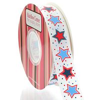 7/8" RWB Stars and Dots Grosgrain Ribbon 25yd