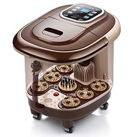 GJJ Foot Tub, Automatic Massage Home Pedicure Machine, Heated Foot Bath Barrel, Electric Footbath, Foot Bath,Brown,A