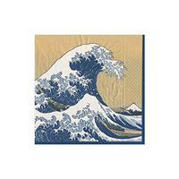 Caspari The Great Wave Paper Cocktail Napkins in Gold, 20 Per Package