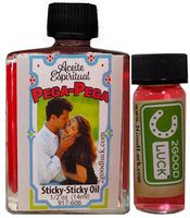 Sticky-Sticky, Spiritual Oil With 1 Dram Perfume Set for Magic and Rituals. Pega-Pega Aceite Espiritual Para Rituales Y Magia.
