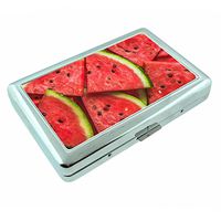 Watermelon Em2 Hip Silver Cigarette Case Id Holder Metal Wallet 4" X 2.75" RFID Protection