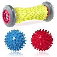 URONNFIT Foot Massager Roller Plantar Fasciitis - Spiky Massage Ball for Feed, Stress Relief, Heel Foot Arch Pain, Deep Tissue, Body Back Massage (1 Gray Roller+2 Balls)