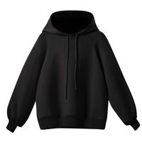 ✔ Hypothesis_X ☎ Women's Solid Hoodie Pocket Long Sleeve Hoodie Loose Thin Hooded Blouse Black