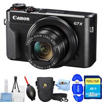 Canon PowerShot G7 X Mark II Digital Camera (Black) Starter Bundle with Camera Pouch, 32GB SD Card, Memory Card Reader, Microfiber Cloth, Blower, Cleaning Kit