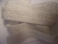 Silver Iridescent Elastic Ribbon - 10 Yards - 5/8 Inch Wide - Great for Gift Wrapping and Wedding Favors.