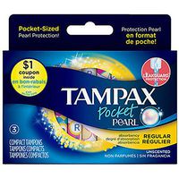Tampax Pocket Pearl Compact Regular Absorbency Unscented Tampons, 3 Count (Pack of 3)