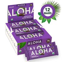 ALOHA Organic Plant Based Protein Bars |Chocolate Fudge Brownie | 12 Count, 1.9oz Bars | Vegan, Low Sugar, Gluten Free, Paleo, Low Carb, Non-GMO, Stevia Free, Soy Free, No Sugar Alcohols