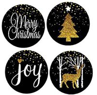 96pack Black Merry Christmas Joy Deer Tree Assortment Stickers Labels Envelope Decorative Seals -1.5inch