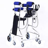 HYRL Standing Walk Stand/Walker, Folding Six-Wheel Roller Walker with Seat Aluminum Walking Frame Suitable for Elderly Disabled Lower Limb Training Standard Walker