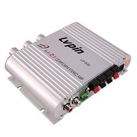 Ocamo Mini Car Amplifier, Silver Portable 2.1 2 Channels Bass Stereo Amplifier HIFI Amplificador CD MP3 PC Car Power Subwoofer DC 12V 200W for Car Bus Boat Motorcycle Home