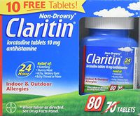 Claritin Non-Drowsy 24 hours indoor outdoor Allergies 80 Tablets