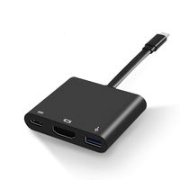 USB C Adapter,Type C to HDMI 4K+USB 3.0+USB-C Converter Cable Charging Port Adapter Cable for MacBook Pro/Chromebook Pixel/Sumsang Galaxy S8/S9/Yoga 900/Lumia 950X and Other Type C Device (Black)