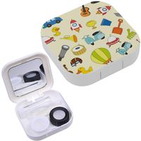 Portable Contact Lens Case Box Travel Kit Mirror + Bottle + Tweezers Container Holder [ Cute Blue Kids ]