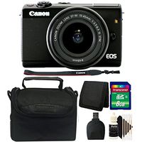 Canon EOS M100 Mirrorless Digital Camera with 15-45mm Lens (Black) + 8GB Memory Card + Wallet + Reader + Case + 3pc Cleaning Kit
