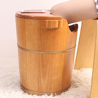 Foot Massagers footrest Health Care Foot wash Feet Foot Bath Bucket footrest Solid Wood Relief Pressure Foot Bath Wooden Foot Bath Foot Bucket Massage Tools (Color : Beige, Size : 40 * 45)