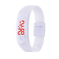 Dozenla Fashion LED Electronic Sport Watch Silicone Digital Sport Bracelet Wristwatch Smart Watches (White)