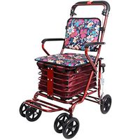 AJIC Rollator Walker Folding Four Wheel Rollator Walker Height Adjustable with Padded Seat Carry Basket and Locakble Brakes (Color : Red)