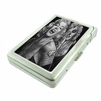 Cigarette Case with Built in Lighter Sugar Skull S19 Smoking King Size Cigarettes Silver Metal Wallet 4" X 2.75" RFID Protection Candy