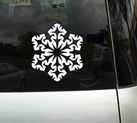 Applicable Pun Snowflake Pattern #4 - Winter Art Christmas Decoration - 5" White Vinyl Decal Sticker Car MacBook Laptop